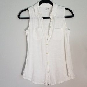 Ann Taylor Loft Cotton Button Down Top- X-Small